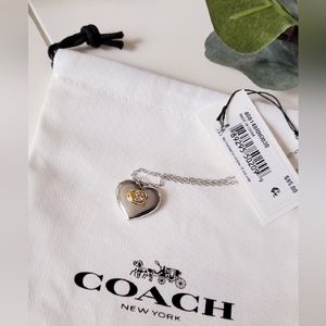 Coach Signature Heart Locket Necklace - Silver/Gold